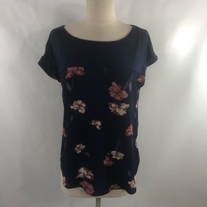 Navy blue tunic with flowers